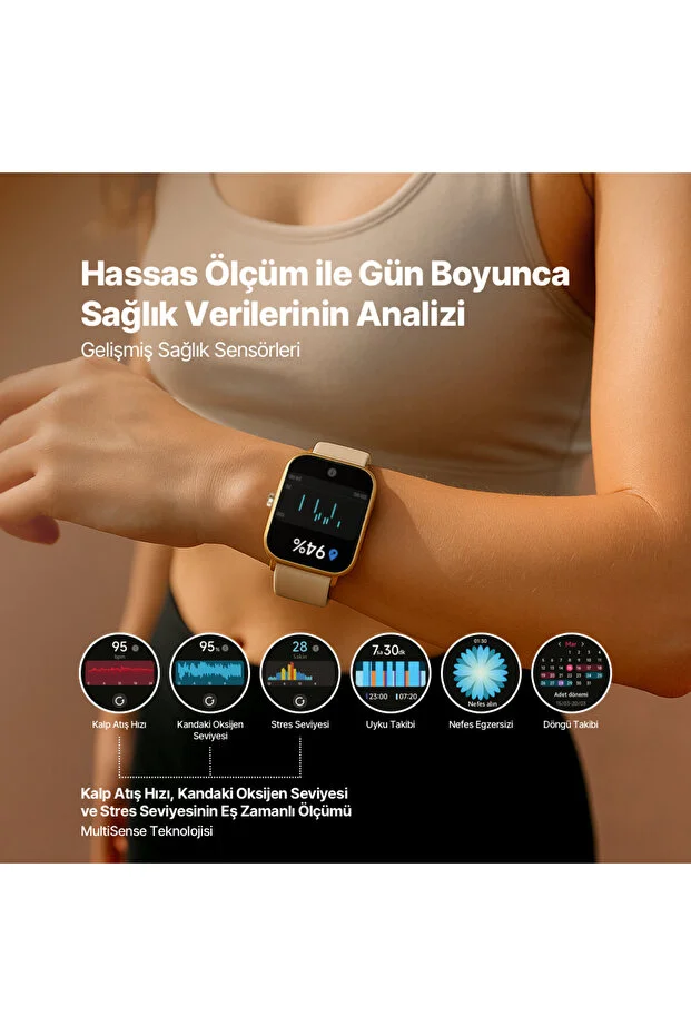 Tempus 47 mm Dikdörtgen Kasa Akıllı Saat Altın